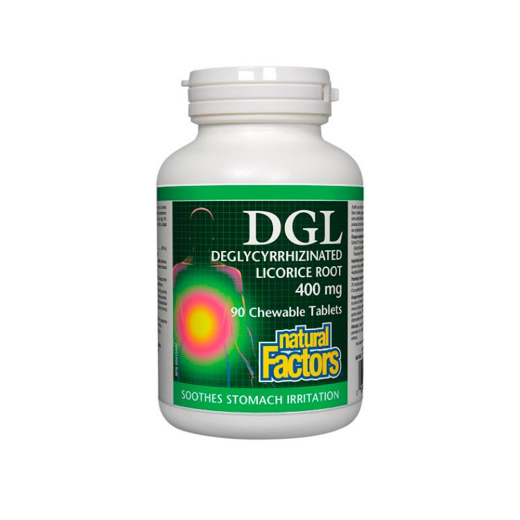 Natural Factors, DGL Deglycyrrhizinated Licorice Root, 400mg, 90 Chewable Tablets