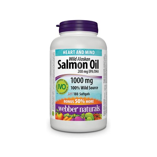 Webber Naturals, 100% Wild Alaskan Salmon Oil, 180 Softgels