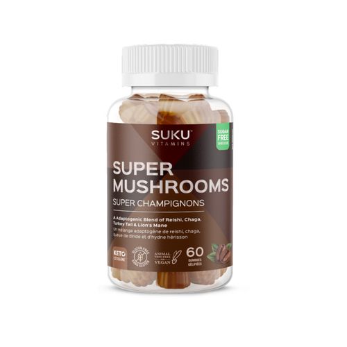 加拿大SUKU超级蘑菇软糖 60粒 白桦茸/云芝/灵芝/猴头菇经典组合 提升免疫