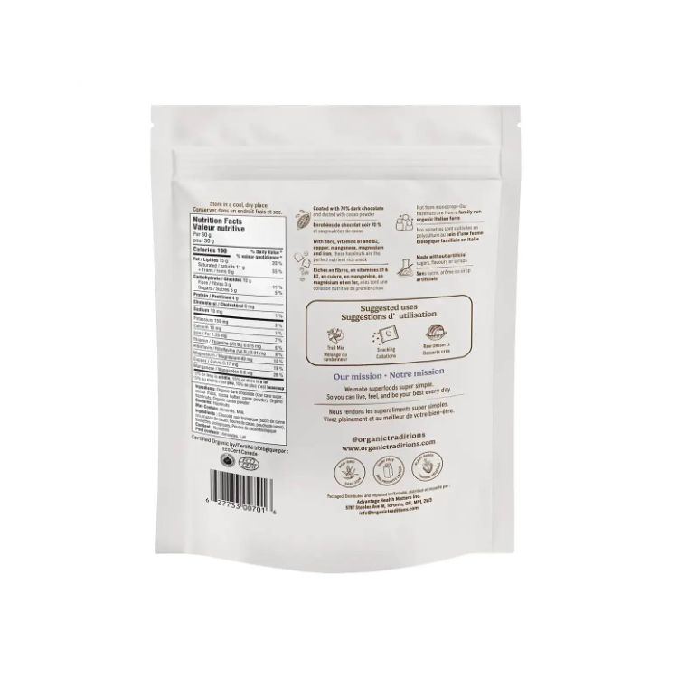 Organic Traditions, Dark Chocolate Hazelnuts, 227g