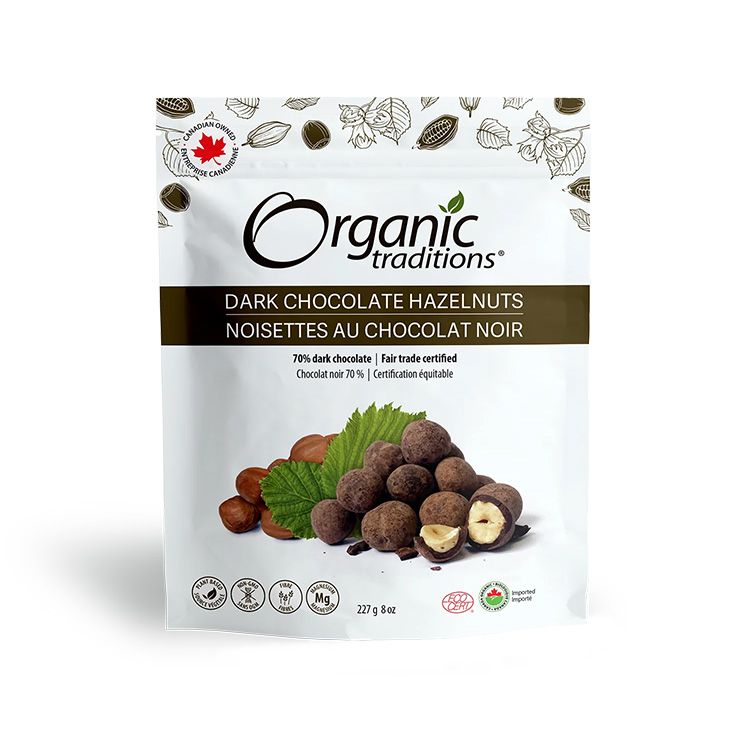 美国Organic Traditions有机榛子黑巧克力 227克 富含镁/锰/维生素E/纤维