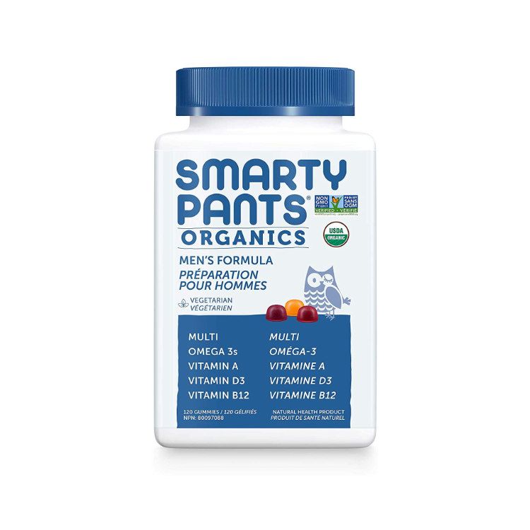 美国SmartyPants有机复合维生素全谱营养软糖 120粒 男性版 添加素食来源Omega-3 增加活力 提升免疫