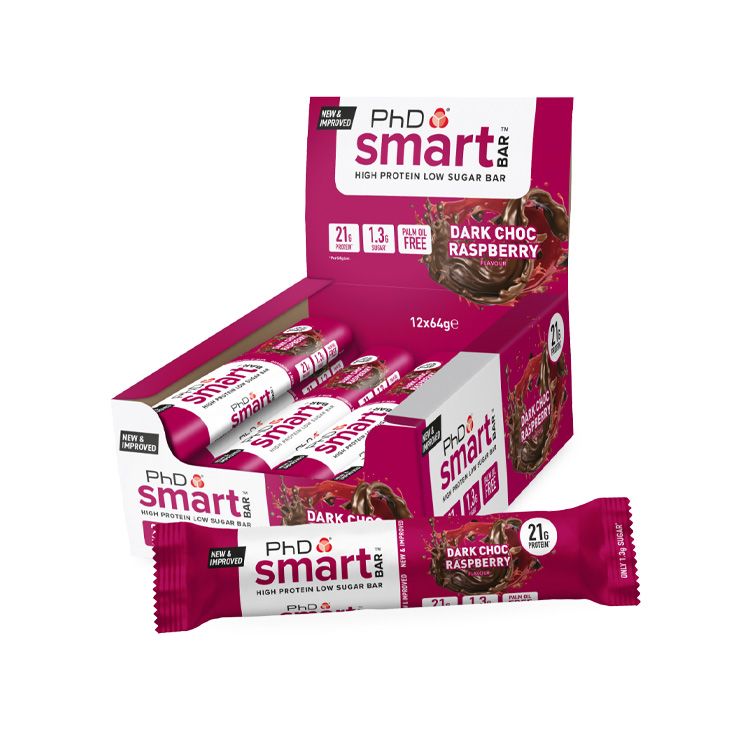 PhD, Smart bar, Dark Choc Raspberry, 64g