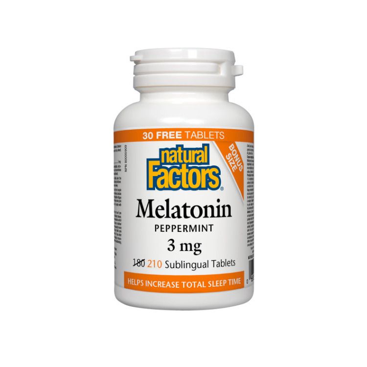 Natural Factors, Melatonin, 3 mg, 210 Sublingual Tablets