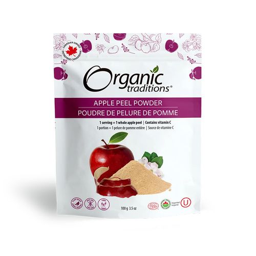 美国Organic Traditions有机苹果皮浓缩粉 100克 丰富维生素C/纤维/抗氧化剂来源 6克粉末相当于3个苹果的皮