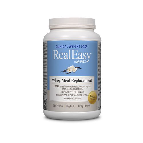 Natural Factors, RealEasy with PGX Whey Meal Replacement, Vanilla Flavour, 870g