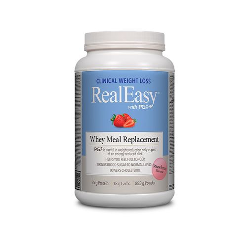 Natural Factors, RealEasy with PGX, Whey Meal Replacement, Strawberry, 885g