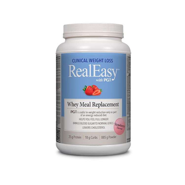 Natural Factors, RealEasy with PGX Whey Meal Replacement, Strawberry Flavour, 940g