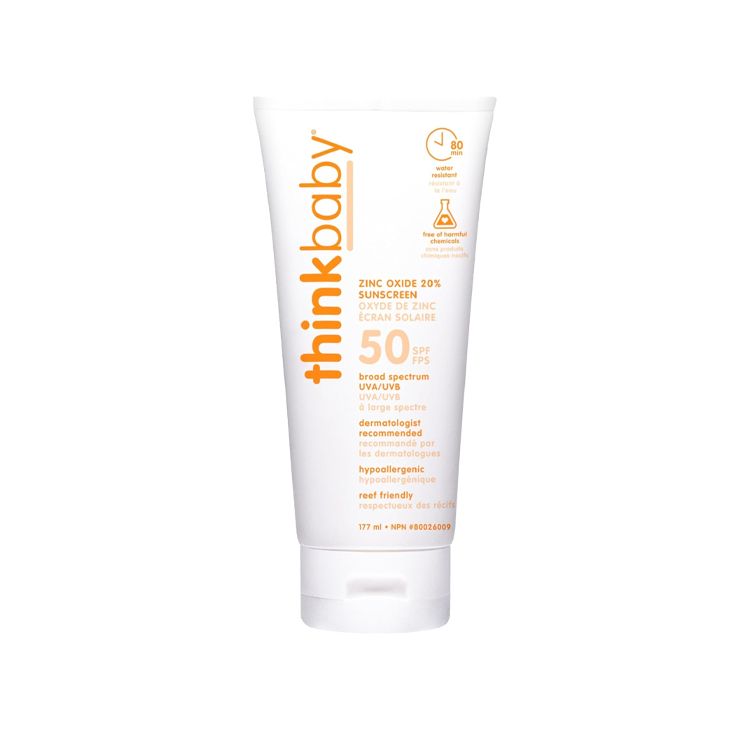 美国Thinkbaby儿童SPF50防晒霜 177ml 6个月以上宝宝可用 80分钟耐水性 多项评奖推荐产品