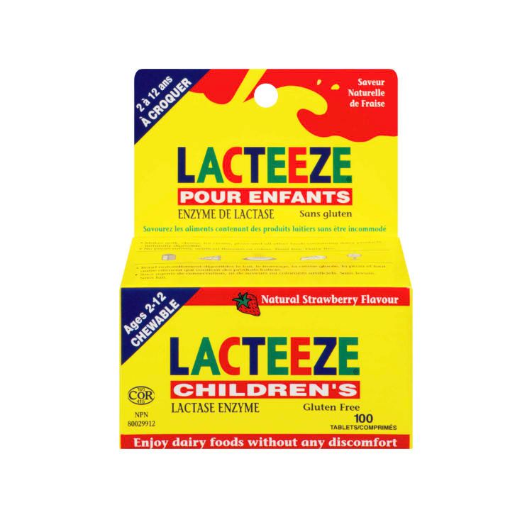 加拿大Lacteeze乳糖酶儿童版片剂 适合2到12岁儿童 改善乳糖不耐受症 缓解胀气腹胀绞痛