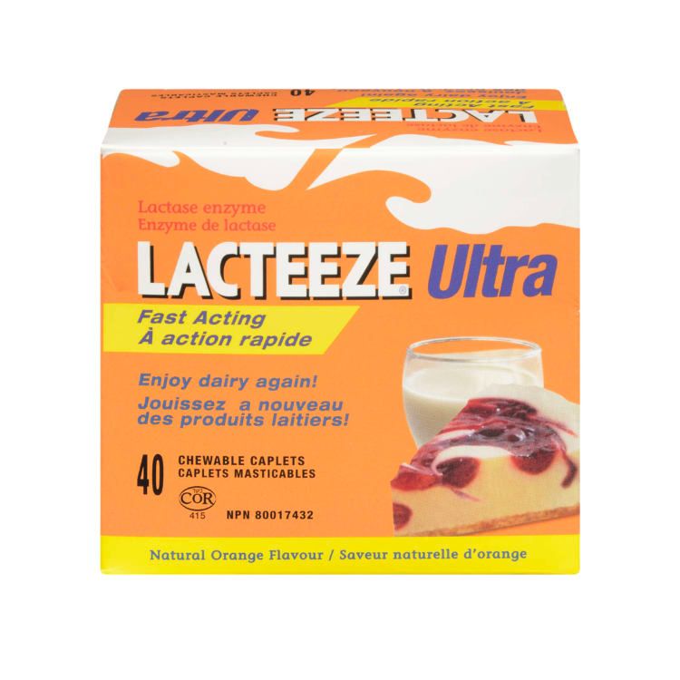 加拿大Lacteeze强力版乳糖酶 40片 1片抵2片 改善乳糖不耐受症 缓解胀气腹胀绞痛