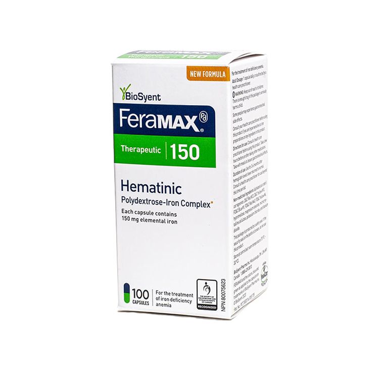 加拿大Feramax PD 150mg补铁胶囊 100粒 加拿大医师药剂师首选No.1补铁产品 治疗缺铁性贫血 不便秘