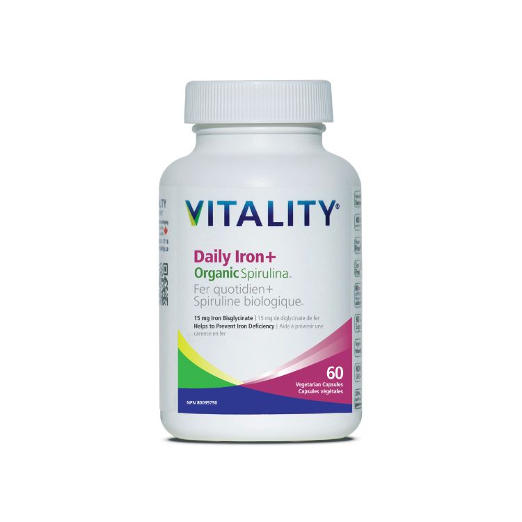 加拿大VITALITY每日补铁+有机螺旋藻胶囊 60粒 15毫克含铁量 青少年及孕妇可用 - Vitality | 加拿大生活加