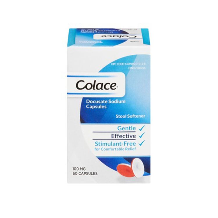 加拿大Colace多库酯钠软便剂 60粒 缓解排便困难 干燥 偶发性便秘