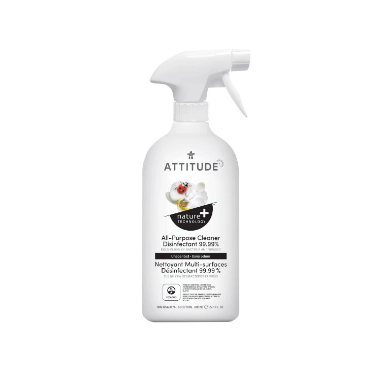 Attitude, All Purpose Cleaner Disinfectant 99.9, Unscented, 800ml