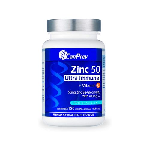 CanPrev, Zinc 50 Ultra Immune + Vitamin C, 120 Vegetable Capsules