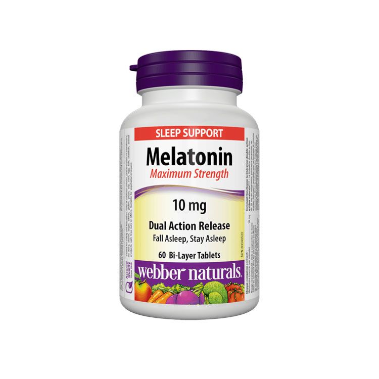 Webber Naturals, Melatonin Maximum Strength Dual Action Release, 10 mg, 60 Tablets
