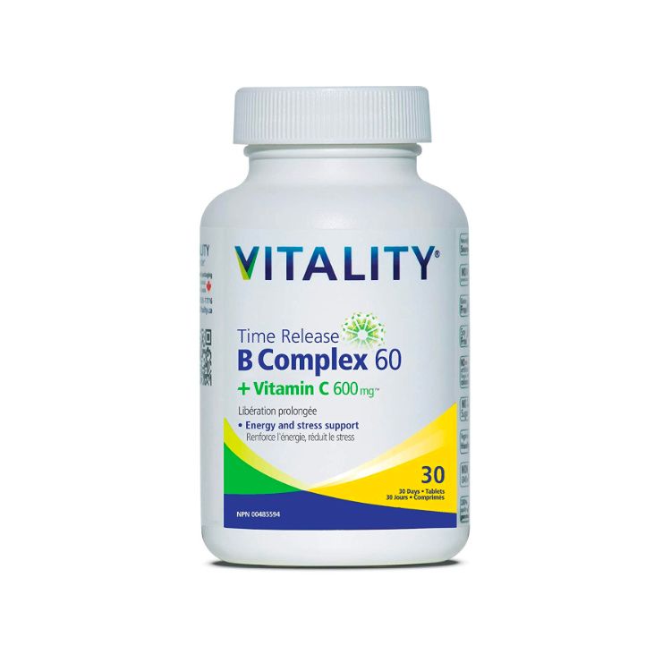 加拿大VITALITY维生素B族+维生素C缓释片 30片 提振精神 改善情绪 提升免疫