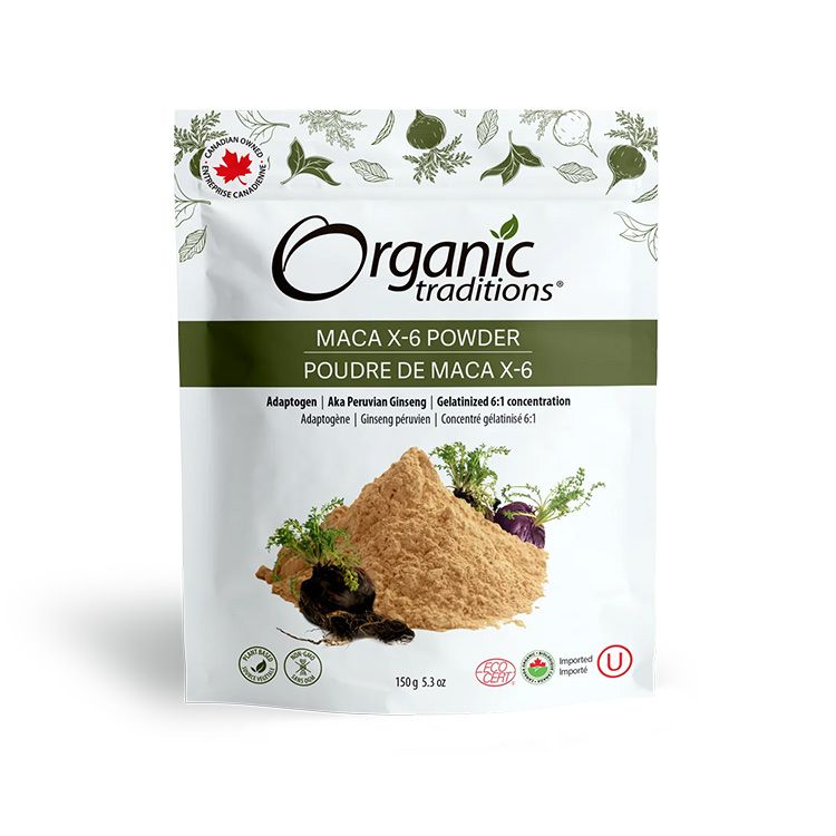 Organic Traditions, Organic Maca X-6 Black and Red-Purple Powder, 150g