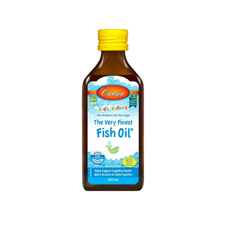 美国Carlson Labs儿童版优选液体鱼油 200毫升柠檬味 选用挪威顶级鱼油 半茶匙含800毫克Omega-3