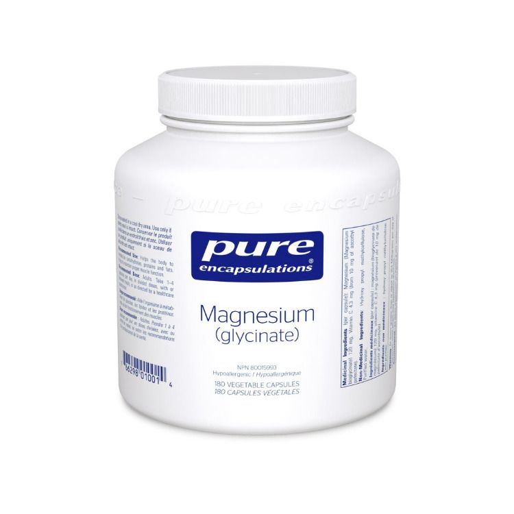 美国Pure Encapsulations甘氨酸镁 180粒 促进正常肌肉功能 支持骨骼健康
