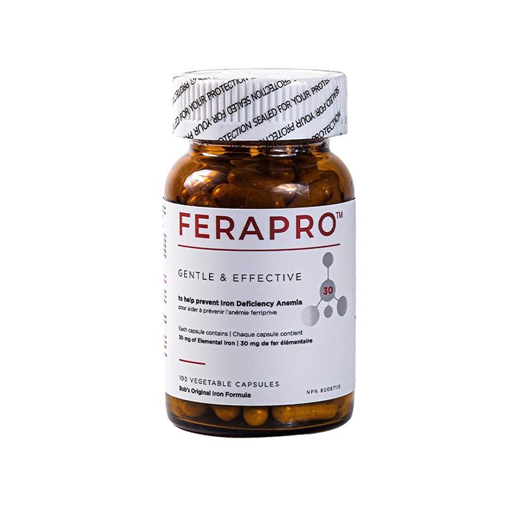 加拿大FERAPRO复合补铁胶囊 30mg 100粒 富马酸亚铁吸收率更高 预防或治疗缺铁性贫血