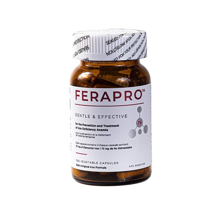 加拿大FERAPRO复合补铁胶囊 75mg 100粒 富马酸亚铁吸收率更高 预防或治疗缺铁性贫血