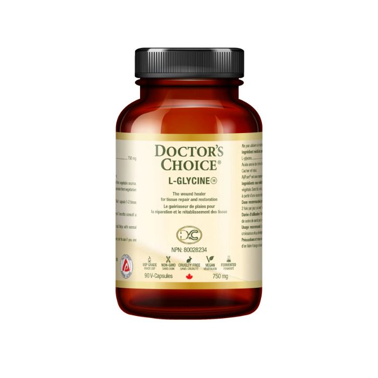 加拿大Doctor's Choice L-甘氨酸胶囊 60粒 750mg 治疗肌肉萎缩 改善狂躁抑郁