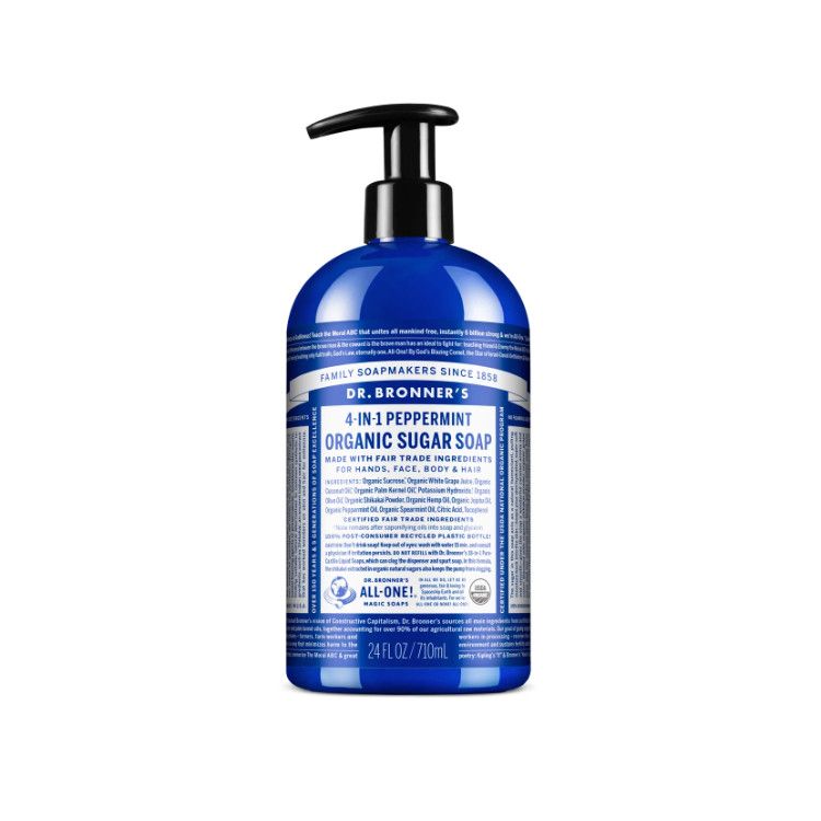 美国Dr Bronner's有机4合1液体糖皂 薄荷味 710毫升 可用作洗手液/洗面奶/沐浴露/洗发水