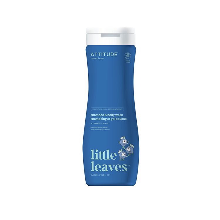 Attitude, Little Leaves, Shampoo and Body Wash, 2-in-1 for Kids, Blueberry, 473ml