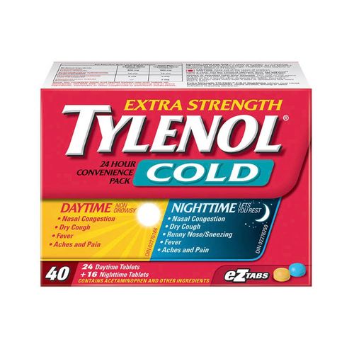 美国Tylenol泰诺对乙酰氨基酚 感冒加强款 白加黑24+16片装