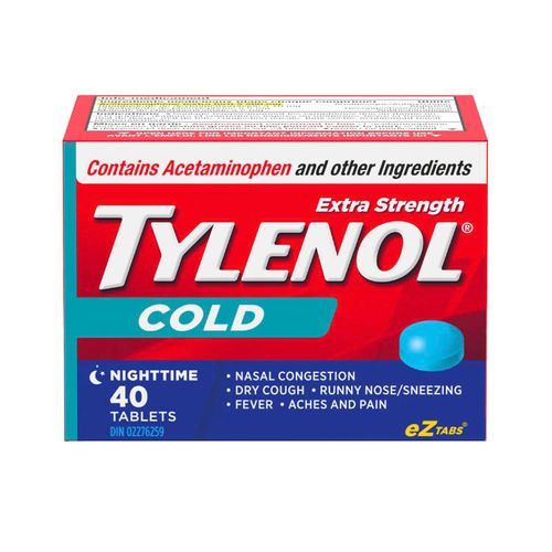 美国Tylenol泰诺对乙酰氨基酚 感冒加强款 夜间款 40片