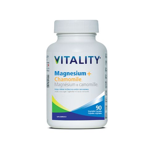 VITALITY, Magnesium+Chamomile for Adults, 90 Capsules
