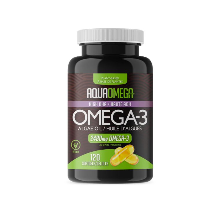 加拿大AquaOmega天然藻油Omega-3胶囊 120粒 含40毫克EPA/2000毫克DHA 甘油三酸酯形式