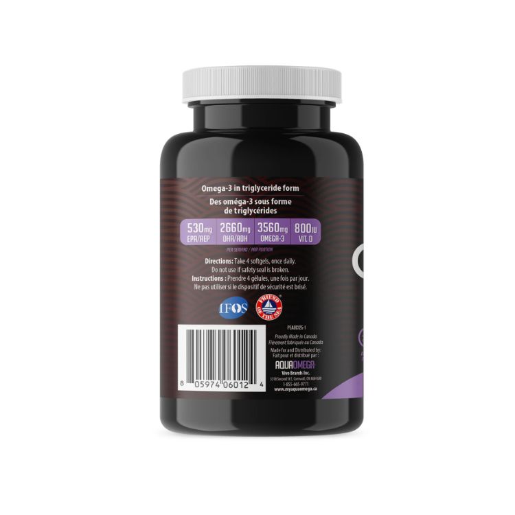 加拿大AquaOmega高DHA版5倍鱼油胶囊 240粒 DHA/EPA超高5:1比例 保护大脑眼睛 预防老年痴呆 甘油三酸酯形式