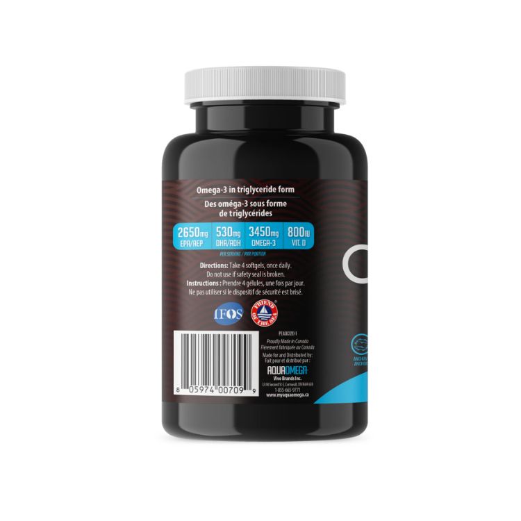 加拿大AquaOmega高EPA版5倍鱼油胶囊 120粒 EPA/DHA超高5:1比例 消除炎症 改善关节疼痛 甘油三酸酯形式