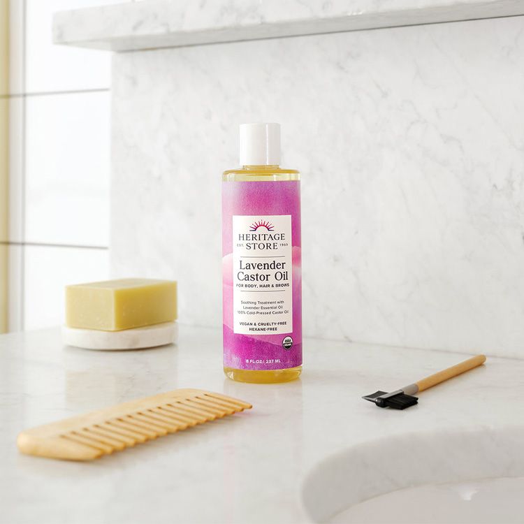 美国Heritage Store有机蓖麻薰衣草混和油 237ml 滋养头发眉毛 促生头发 舒缓放松