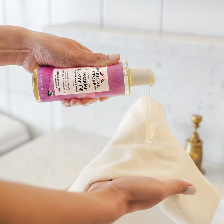 美国Heritage Store有机蓖麻薰衣草混和油 237ml 滋养头发眉毛 促生头发 舒缓放松