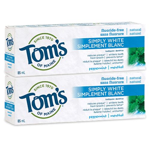 Tom's of Maine, Simply White Toothpaste Peppermint, Twin Pack, 85ml