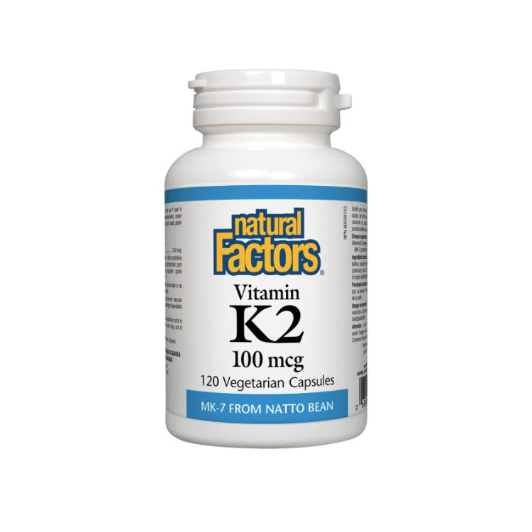 加拿大Natural Factors维生素K2 100微克 纳豆提取 MK-7最佳生物活性形式 护心健骨 120粒