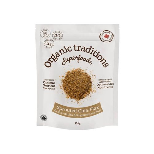 美国Organic Traditions有机发芽奇亚籽亚麻籽粉 454克 优质素食Omega-3来源 保护心脑血管健康