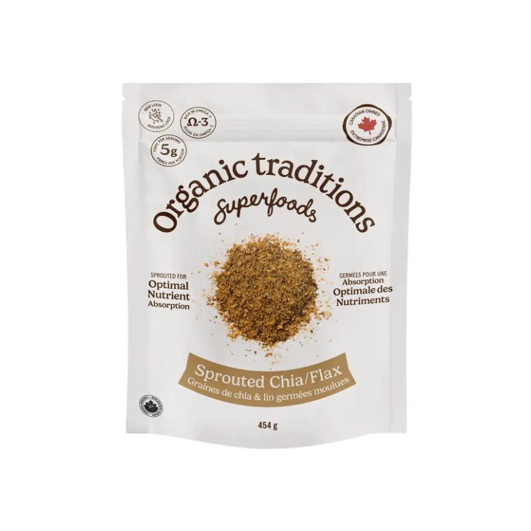 美国Organic Traditions有机发芽奇亚籽亚麻籽粉 454克 优质素食Omega-3来源 保护心脑血管健康