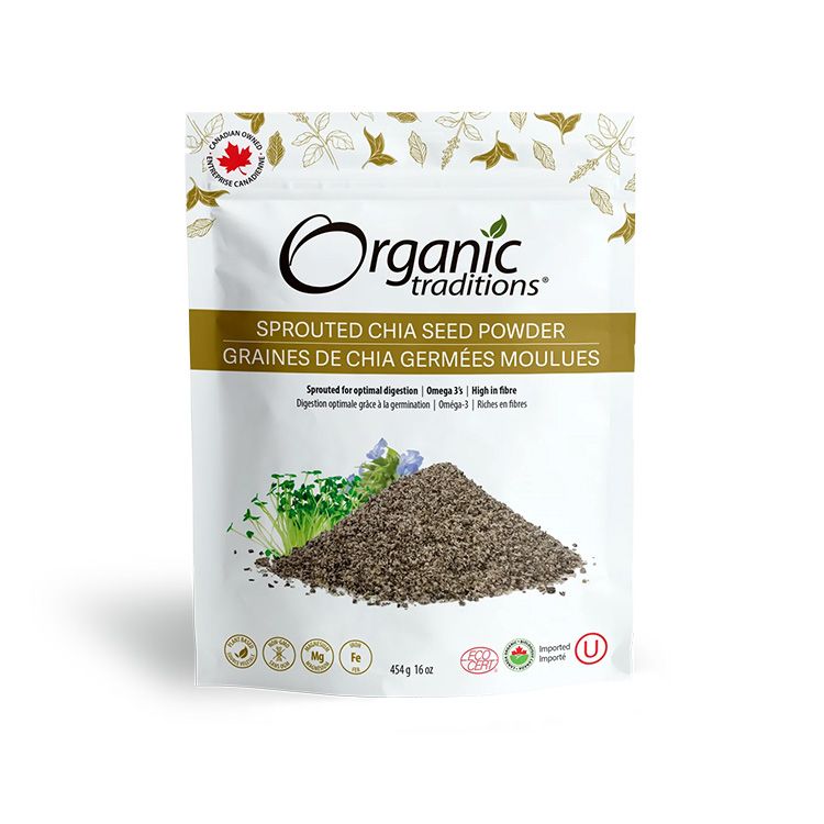 美国Organic Traditions有机发芽奇亚籽粉 454克 保护心脑血管健康 增强饱腹感