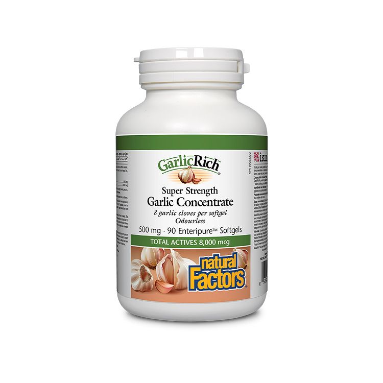 Buy Natural Factors, GarlicRich Super Strength Garlic Concentrate, 500 mg, 90 Softgels for 15.