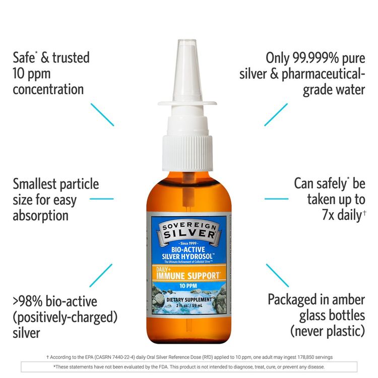 美国Sovereign Silver胶体银竖喷 59ml 提升免疫 杀菌杀毒 10ppm安全浓度 4岁以上可用