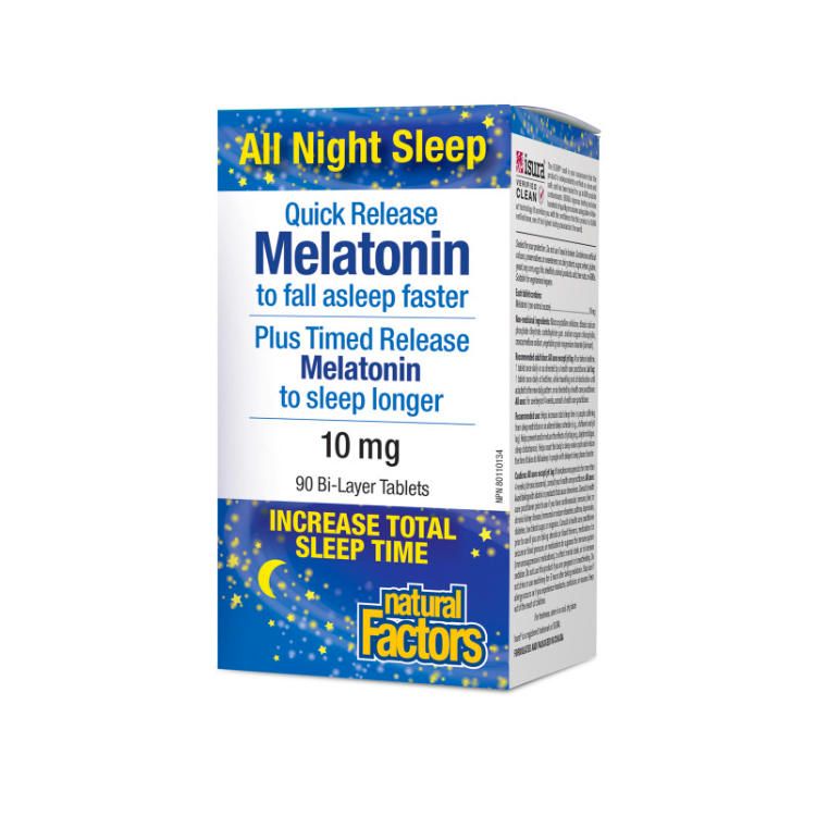 Natural Factors, Melatonin, Quick Release Plus Timed Release, 10 mg, 90 Bi-Layer Tablets