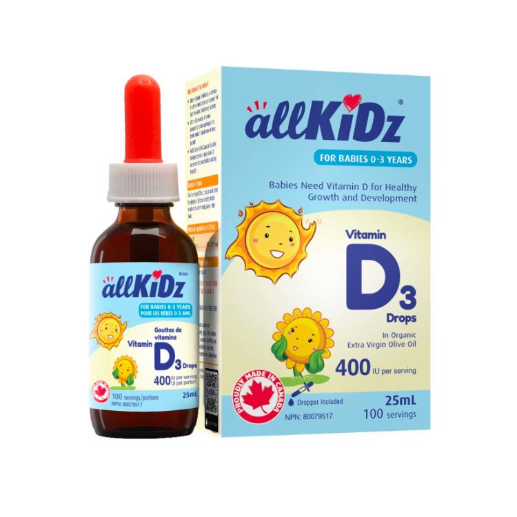 加拿大allKiDz儿童维生素D滴剂 400IU/25毫升 促进钙质吸收 保证骨骼牙齿成长
