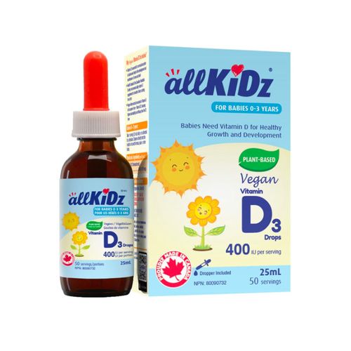 allKiDz, Vitamin D3 Drops, Vegan, 400IU, 25ml