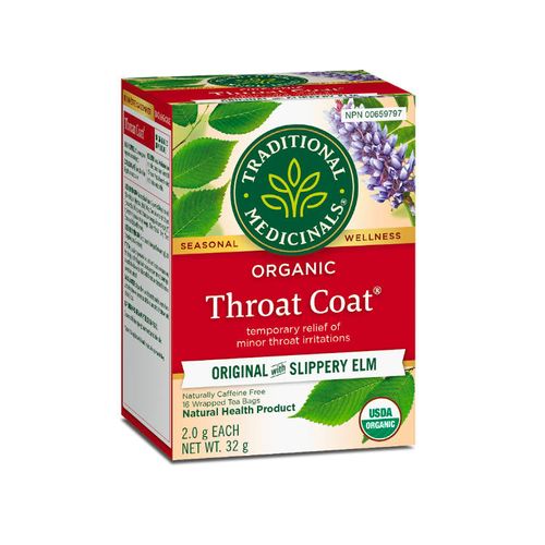 美国Traditional Medicinals有机润喉茶 16包 含滑榆树皮 舒缓喉咙痛和咳嗽