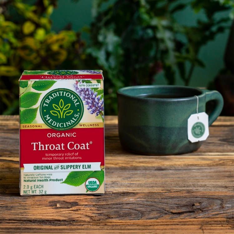 美国Traditional Medicinals有机润喉茶 16包 含滑榆树皮 舒缓喉咙痛和咳嗽